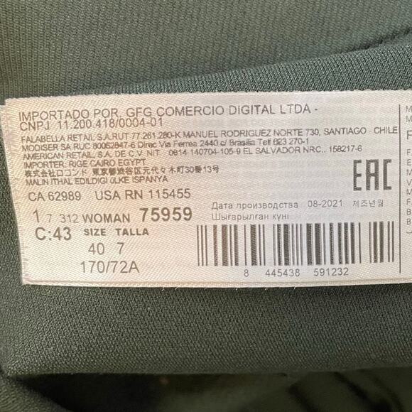 MNG Mango Womens Pants US 8 Green Cropped Stretch Straight Leg Trousers Workwear - Picture 5 of 8